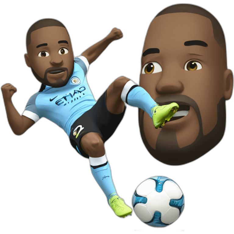 manchester city player tackling big head emoji