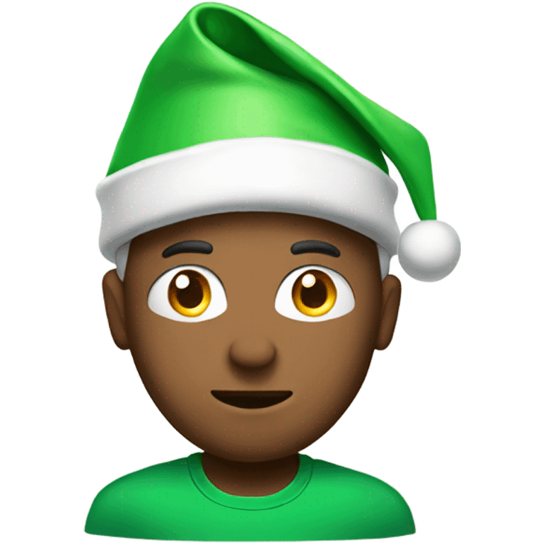 gazing male in green shirt with santa hat emoji