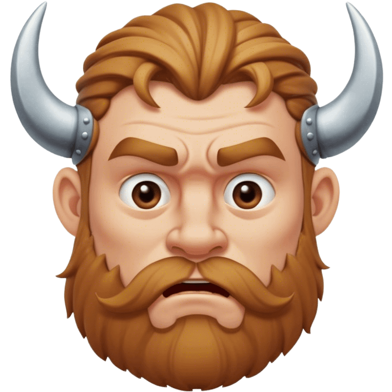 surprised viking face with furrowed eyebrows looking upwards with thumb and index finger resting on its chin. emoji