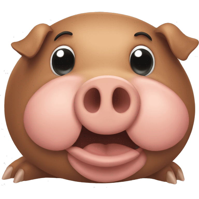 a hungry brown pig emoji