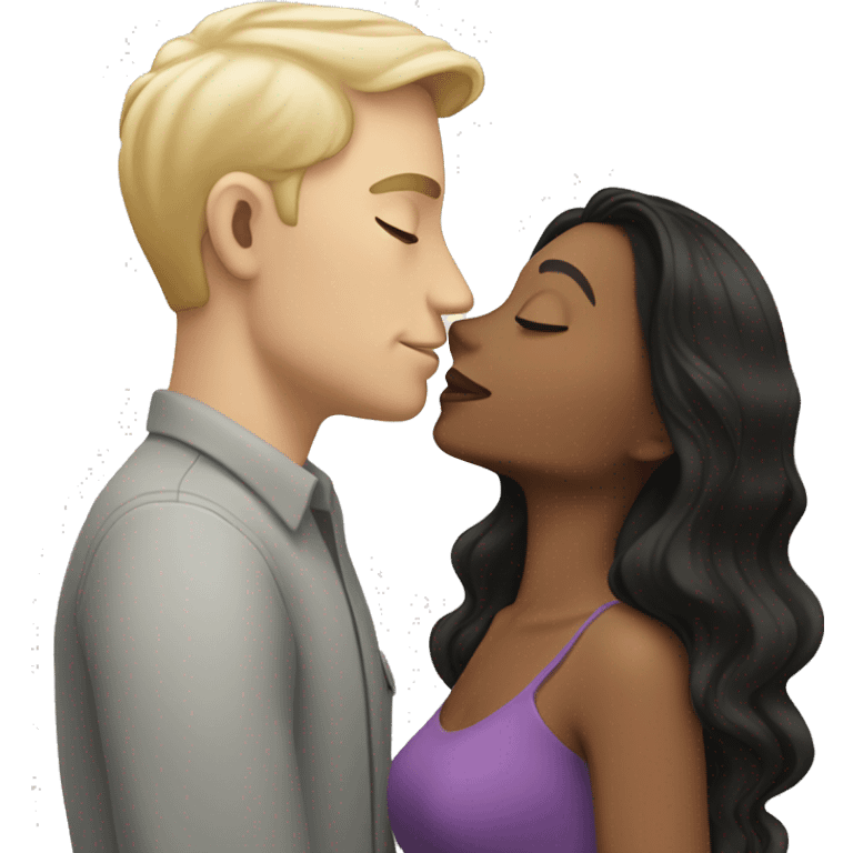 White blonde man, kissing, latina woman dark hair emoji