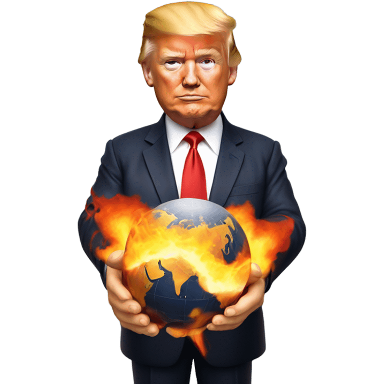 Trump with with world on fire in his hands  emoji