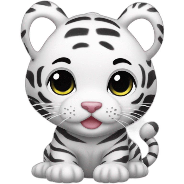 japanese Sanrio like white tiger baby mascot more simply emoji