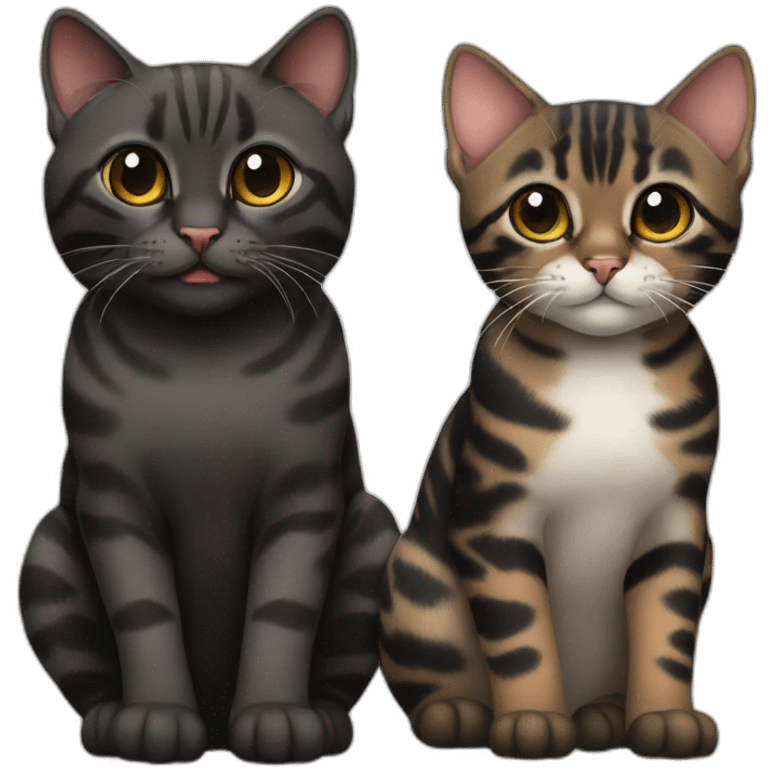 two-cats-bengal-and-cat-black-kitten-together emoji