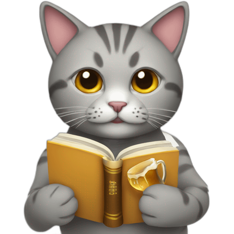 cat with beer and book emoji