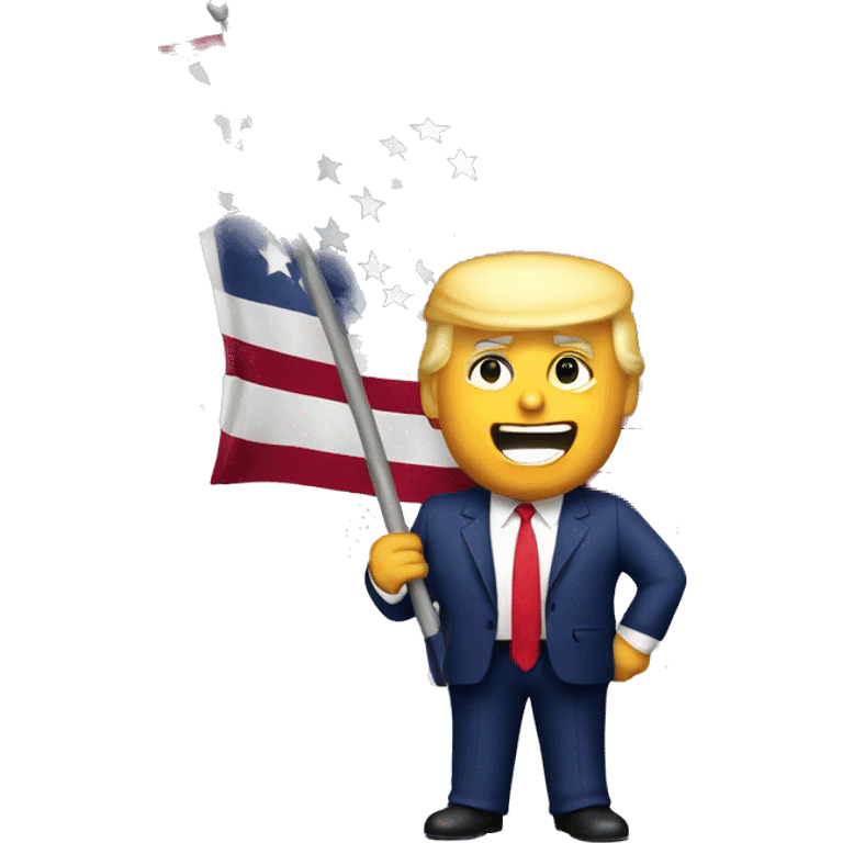 Trump holding American flag emoji