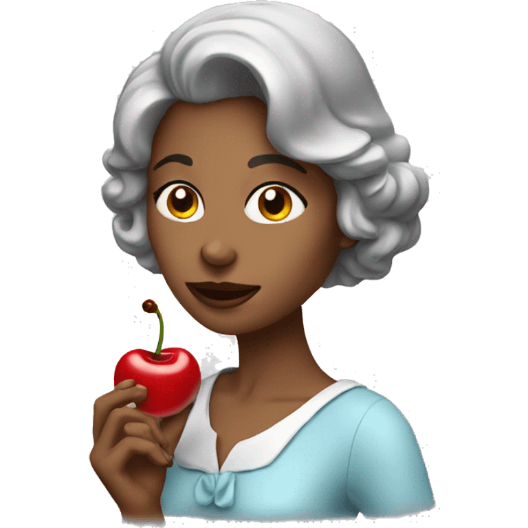 Beautiful lady eating cherry  emoji