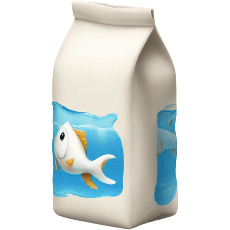 Bag of milk on a fish emoji