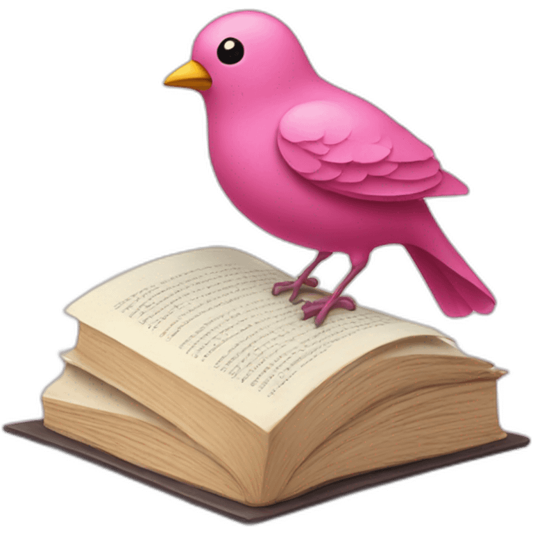 Book and pink bird emoji