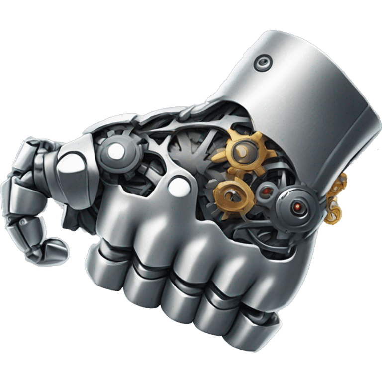 Cyborg arm only flexing bicep and shoulder with gears and shocks emoji