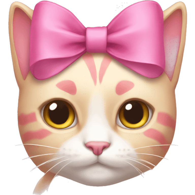 Pink cat with bow emoji