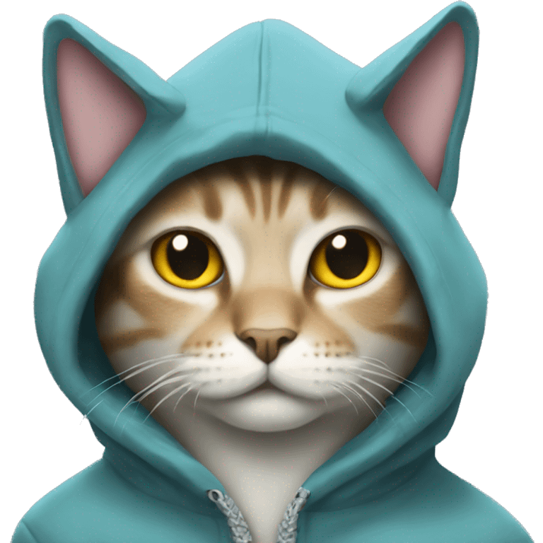 Cat wearing a shark hoodie emoji