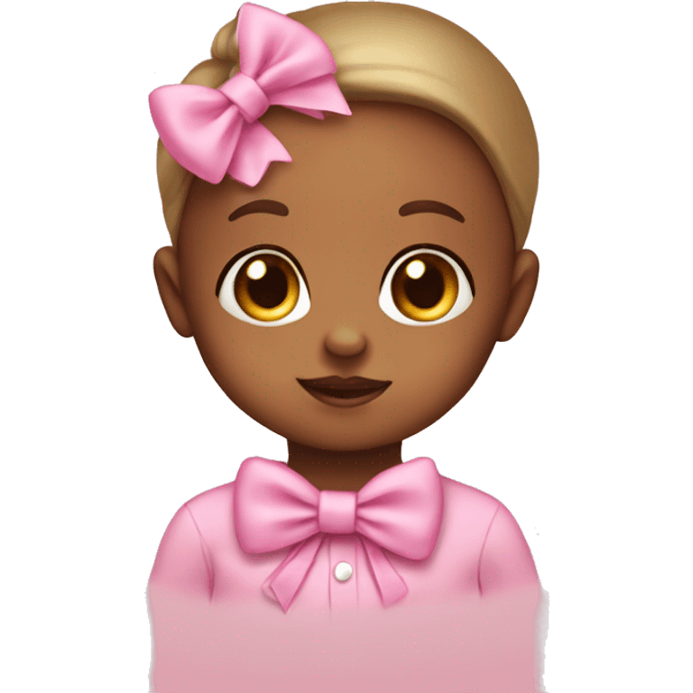 Baby wearing pink bow emoji