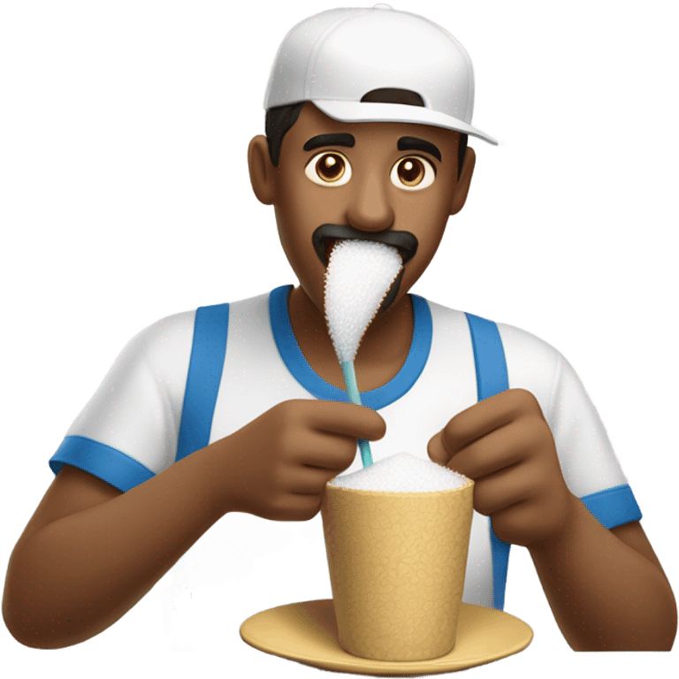 Guy eating sugar with a straw emoji