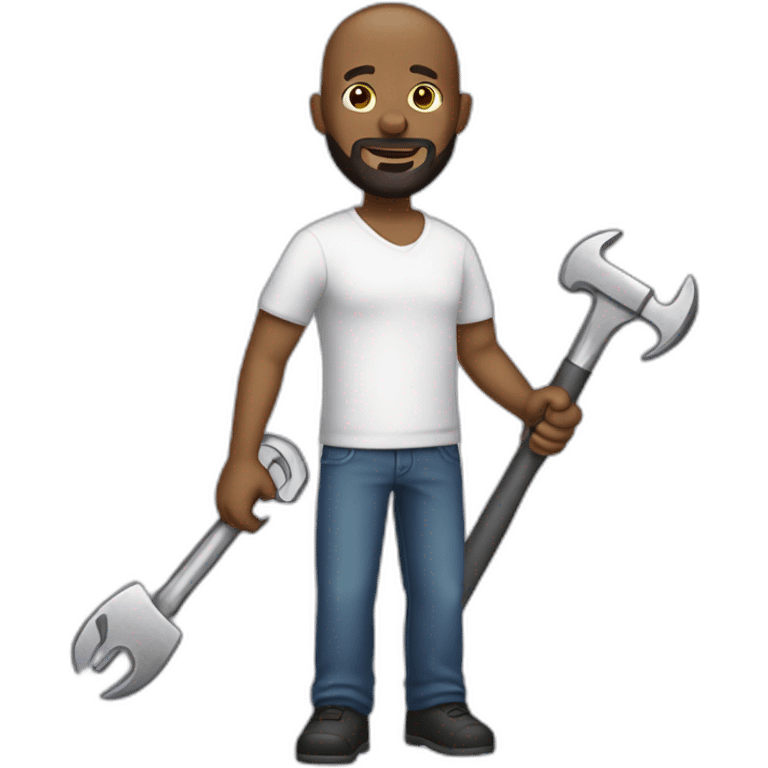 emojis-black man bald with beard holding wrench emoji