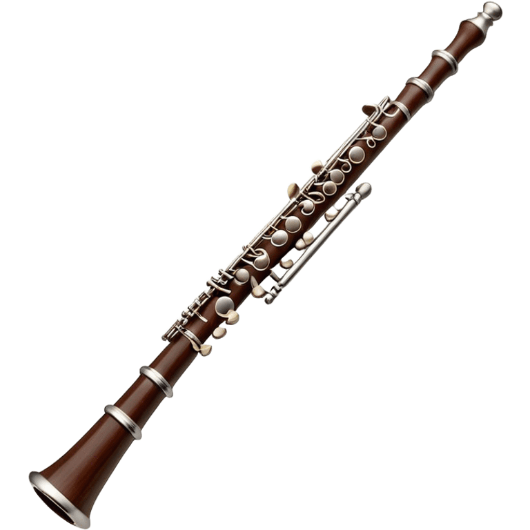 Cinematic Realistic Oboe, slender and elegant dark wood body, silver-plated keys catching soft highlights, delicate reed resting at the top, glowing with refined and classical beauty. emoji