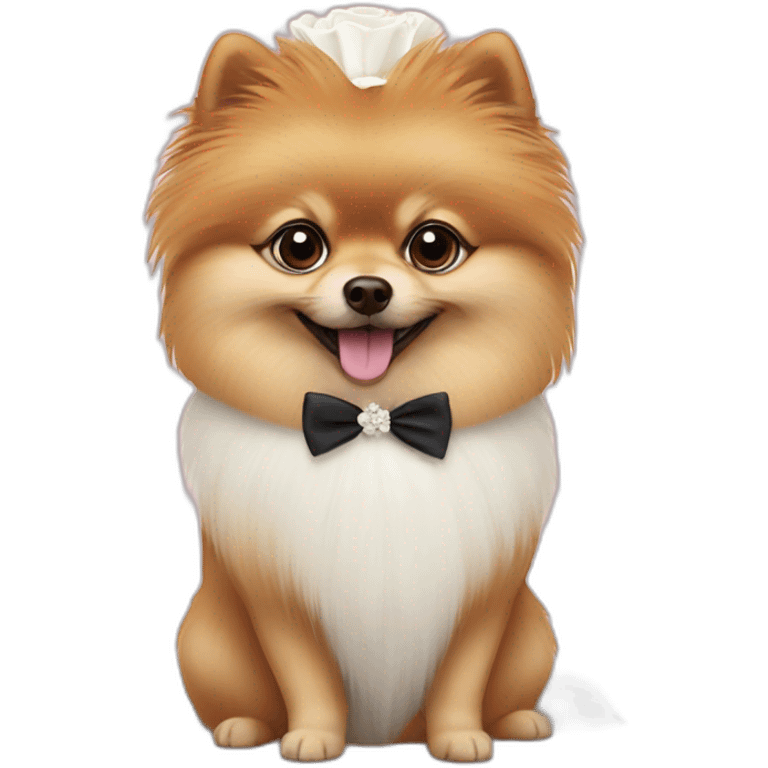 Pomeranian in a wedding emoji