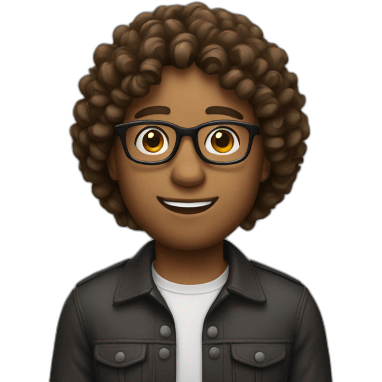 guy with glasses and brown curly hair emoji