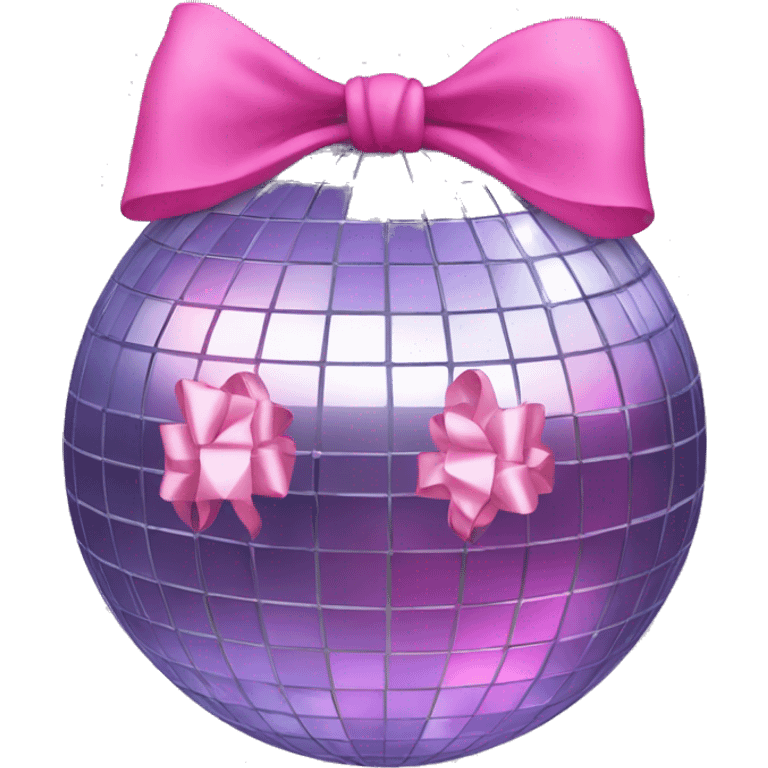 Disco ball with pink bow emoji