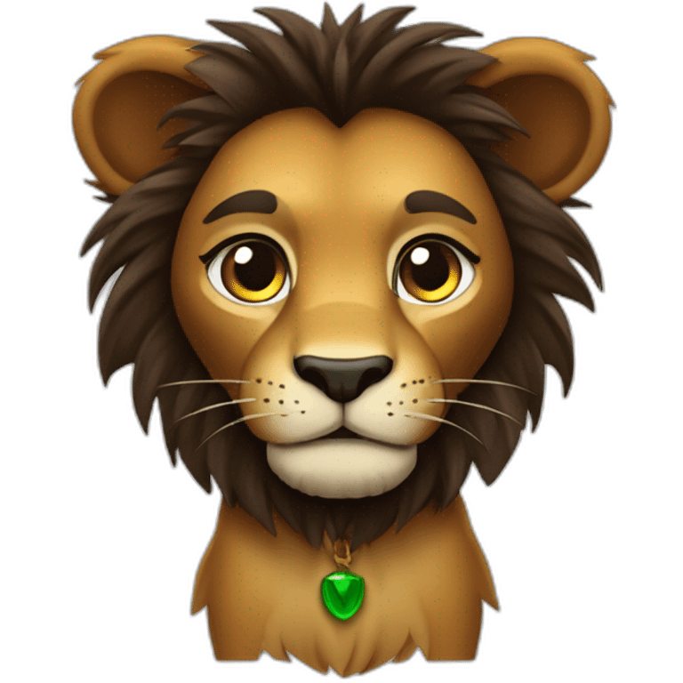 Lion crinière noire fourrure marron yeux verts   emoji