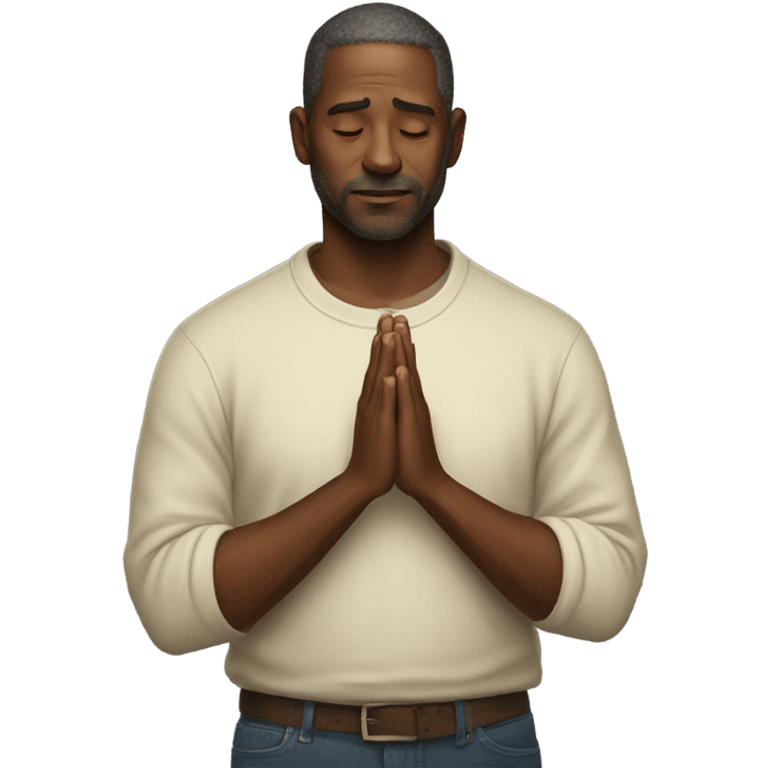 casual portrait of a man praying for the wild fire victims of LA emoji