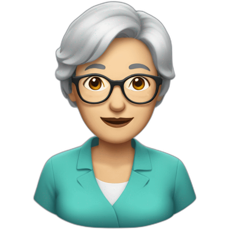 older woman with short straight grey hair and glasses emoji