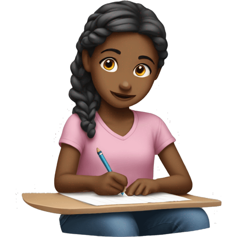 Girl child writing emoji