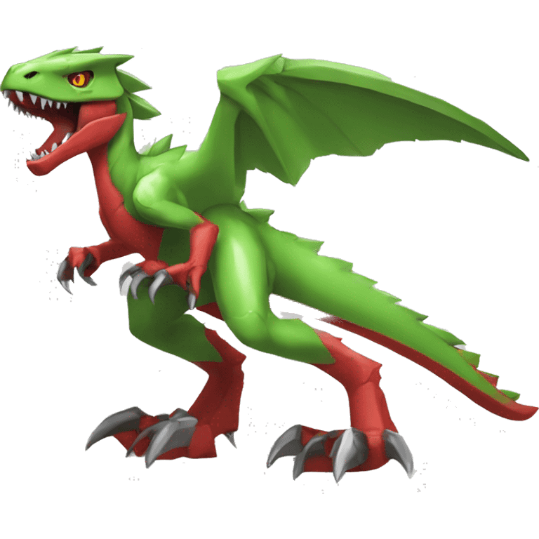  Cool Edgy Green Red Digimon-Fakemon-Guilmon-Velociraptor-Dragon-Mecha full body emoji