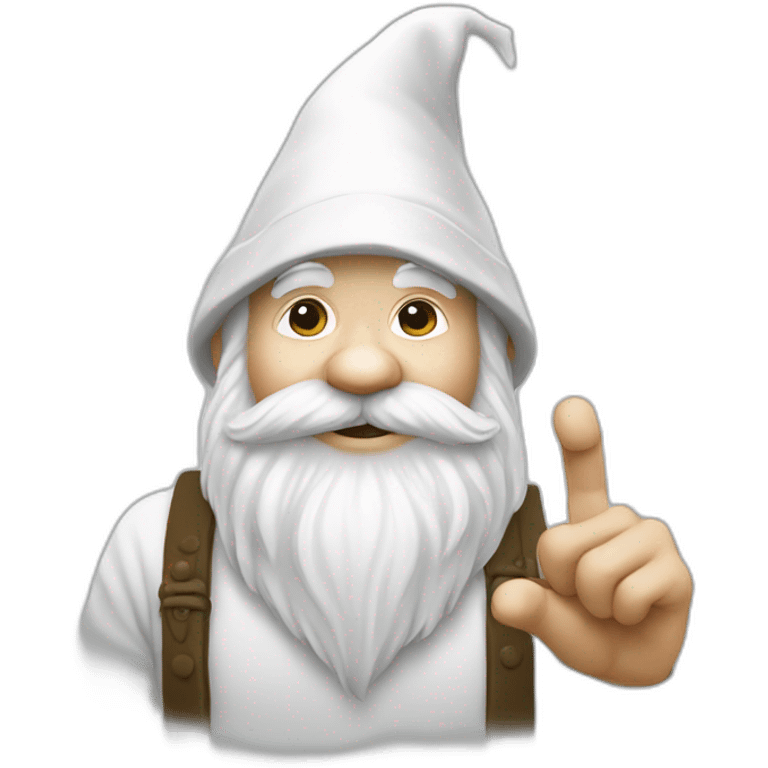 A gnome all white with finger honor emoji