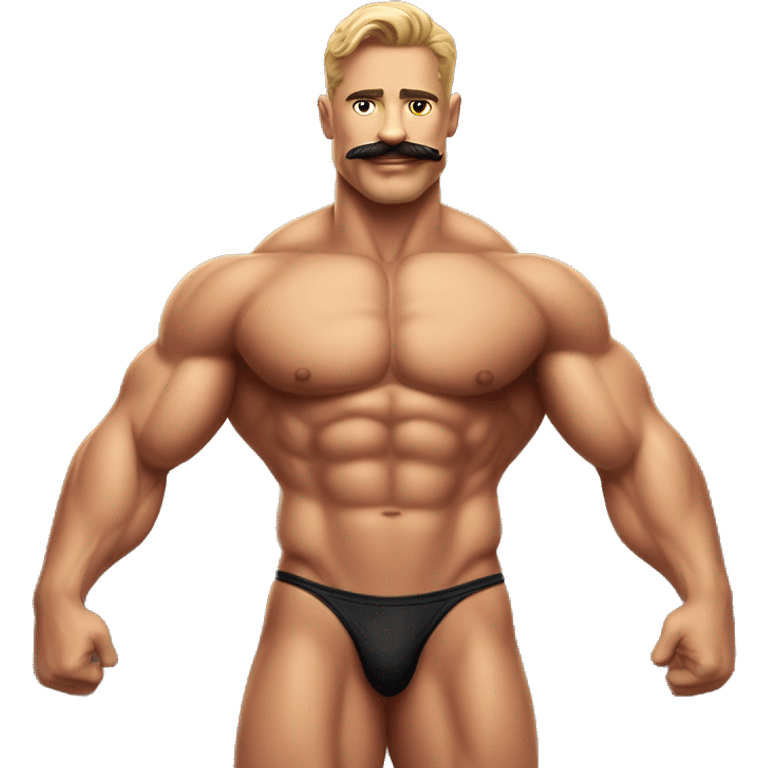 Muscular gay bodybuilder with mustache bikini realistic emoji