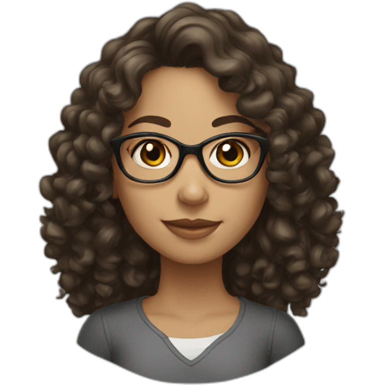 brunette girl with glasses and curly hair emoji