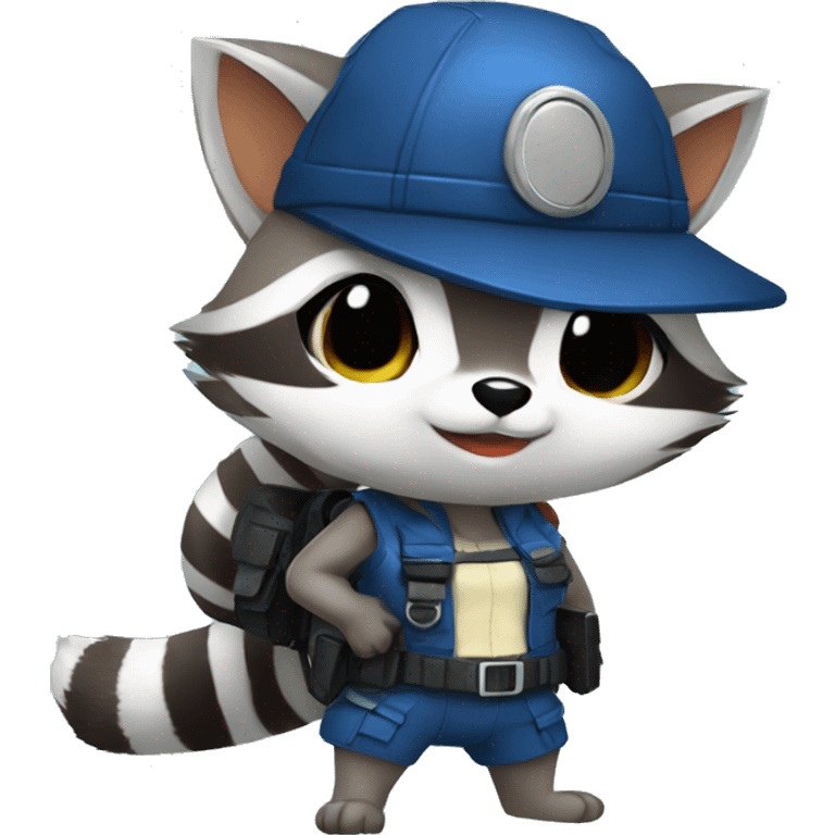 Raccoon cosplaying as Jill valentine emoji