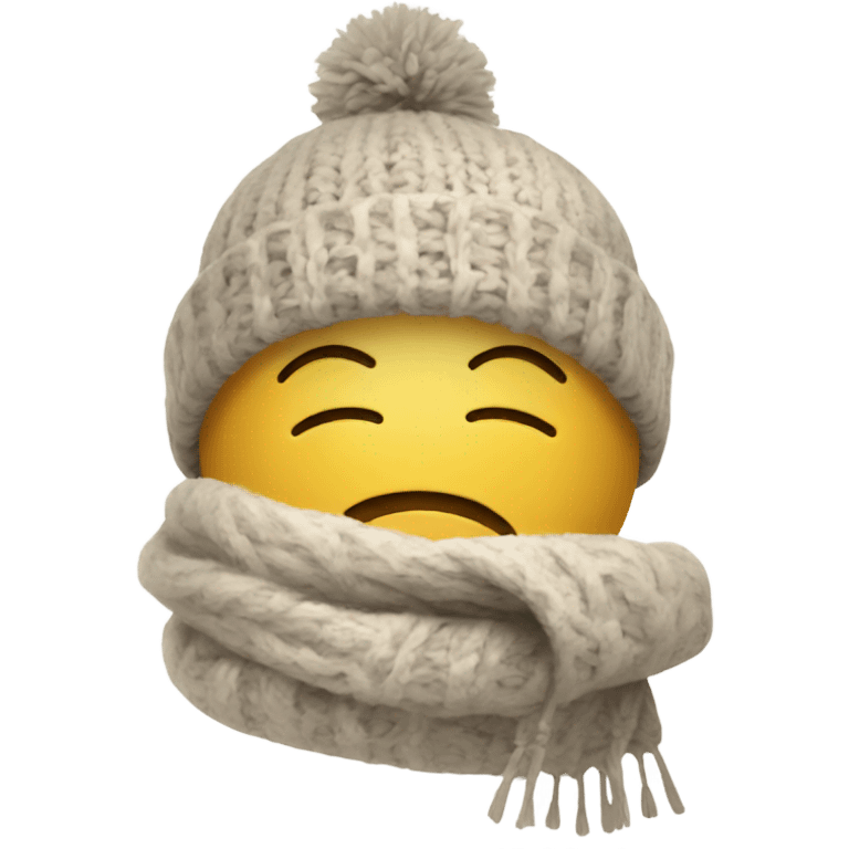 A smiley face with a winter hat and scarf  emoji