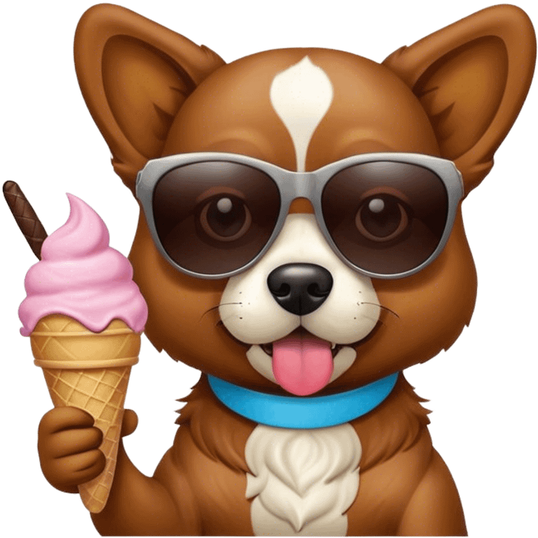 Dog with ice cream and sunglasses  emoji