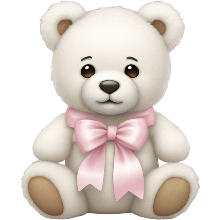 white teddy bear with pastel pink bows emoji