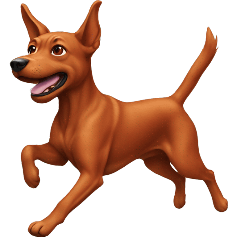 realistic solid red dog with pointed ears running emoji