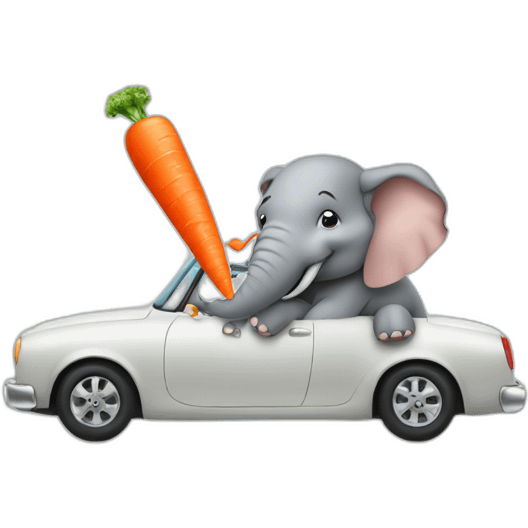 elephant smoking a carrot in a car emoji