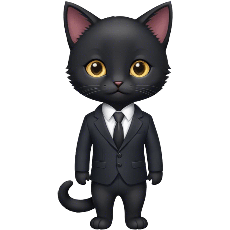 Black kitten in a suit emoji