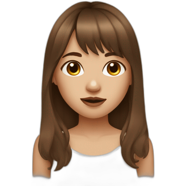 a girl with brown hair and bangs and a septum ring in her nose emoji