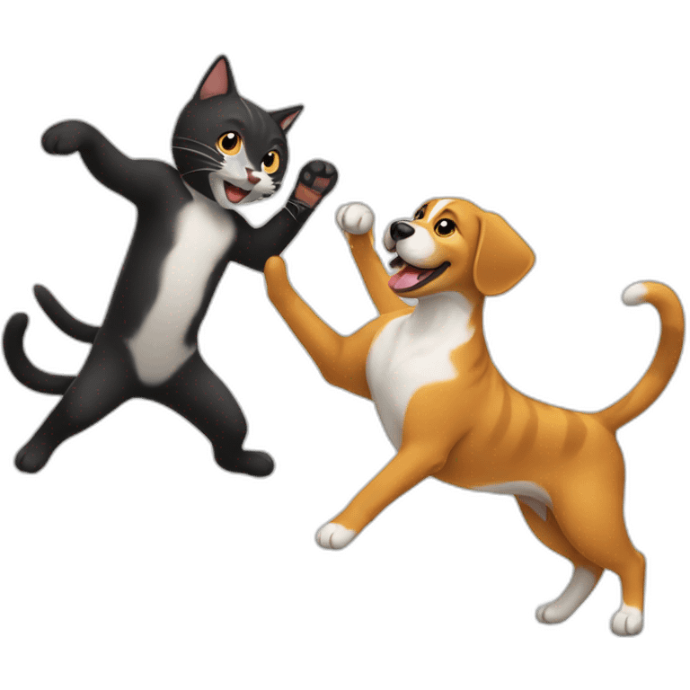 cat dancing with a dog emoji