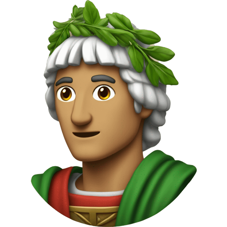 Dante Alighieri with a green laurel wreath on his head and holding a scroll in his hand emoji