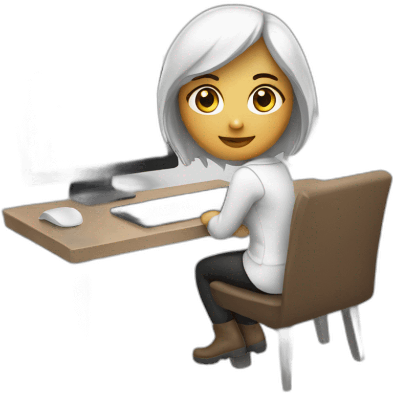 programmer girl work with MacBook emoji