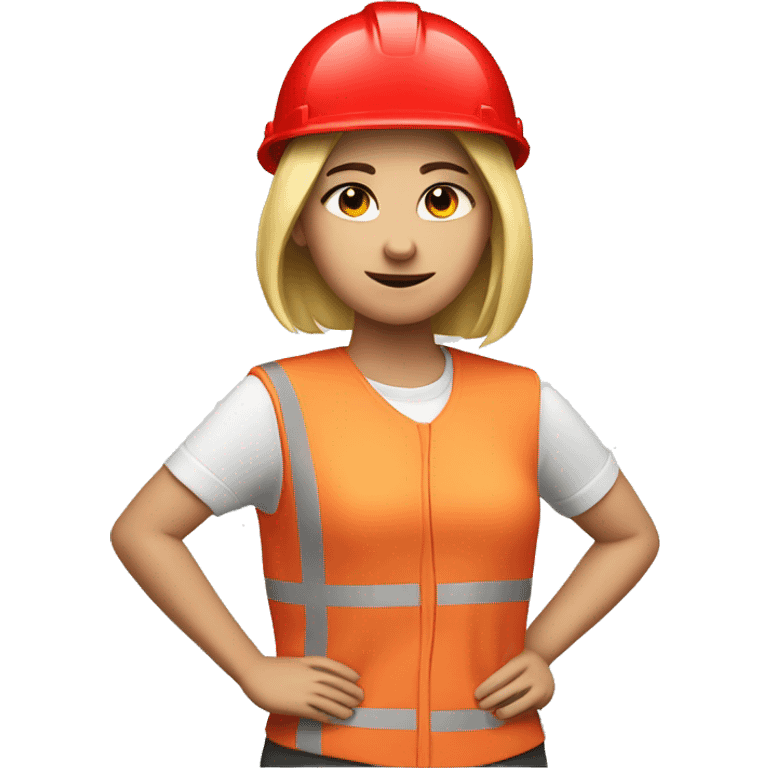 girl with red safetyhelmet says no with her arms emoji