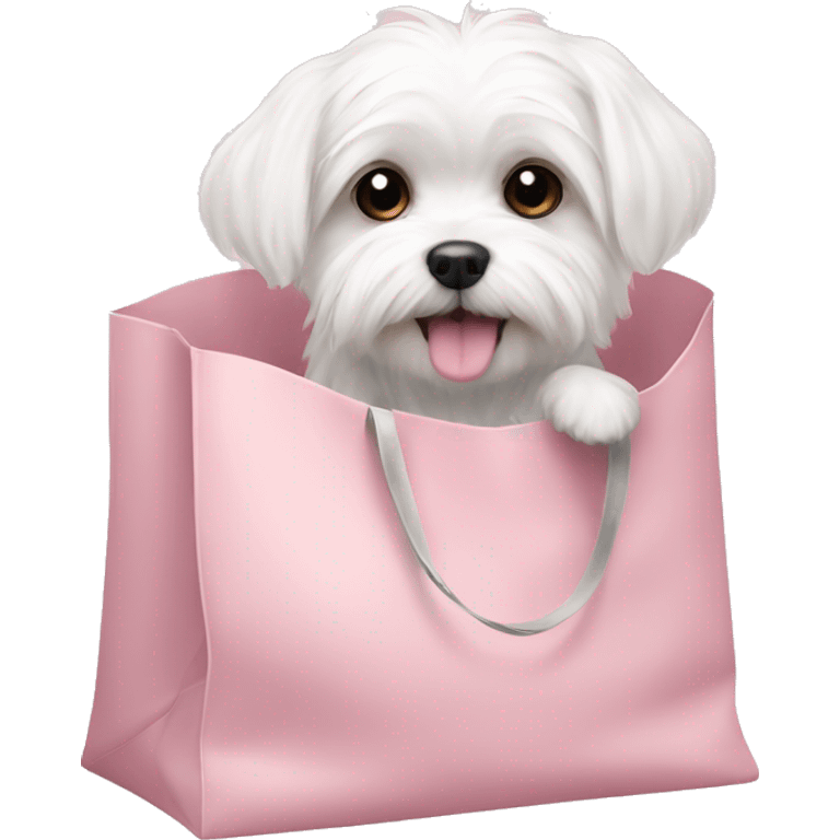 Maltese dog in a light pink bag emoji