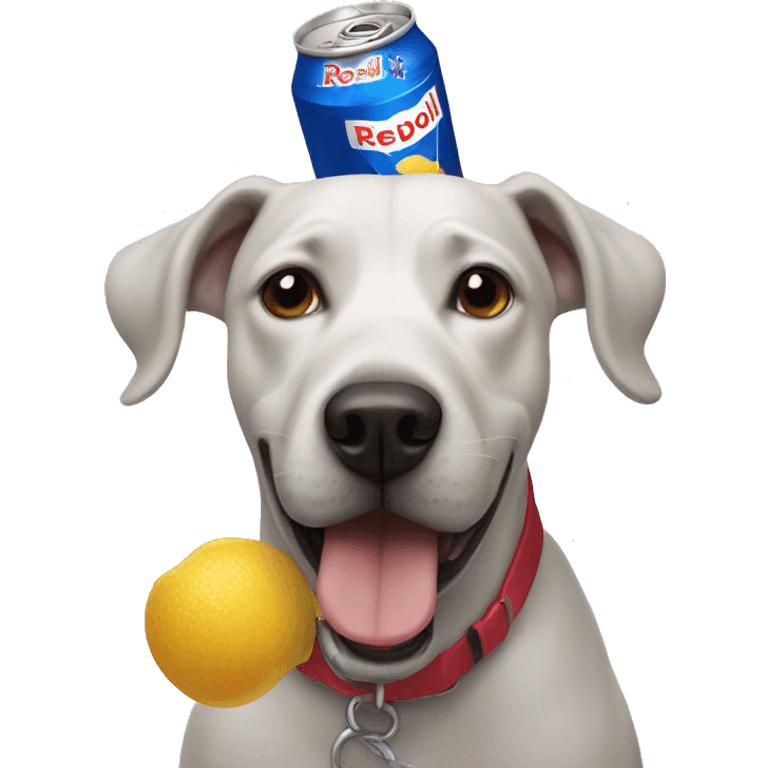 Dog with a redbull emoji