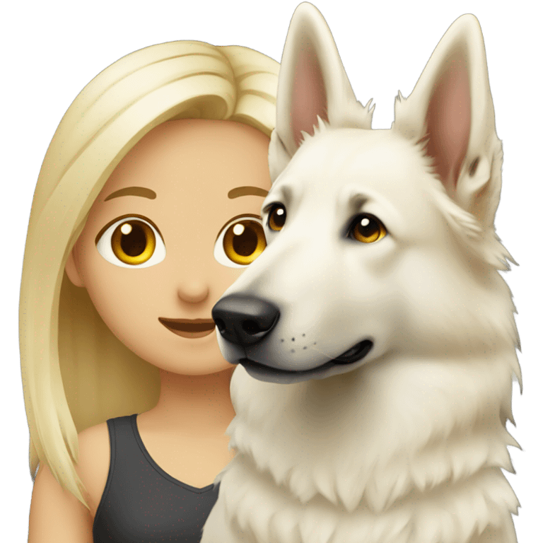 blonde girl and white shepherd emoji