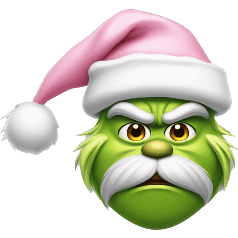 Grinch with a light pink santa hat emoji