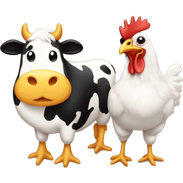 chicken and cow emoji