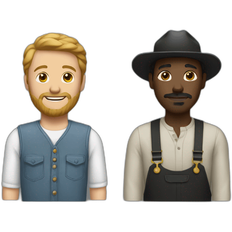 White man with a wip and a black farmer in front emoji