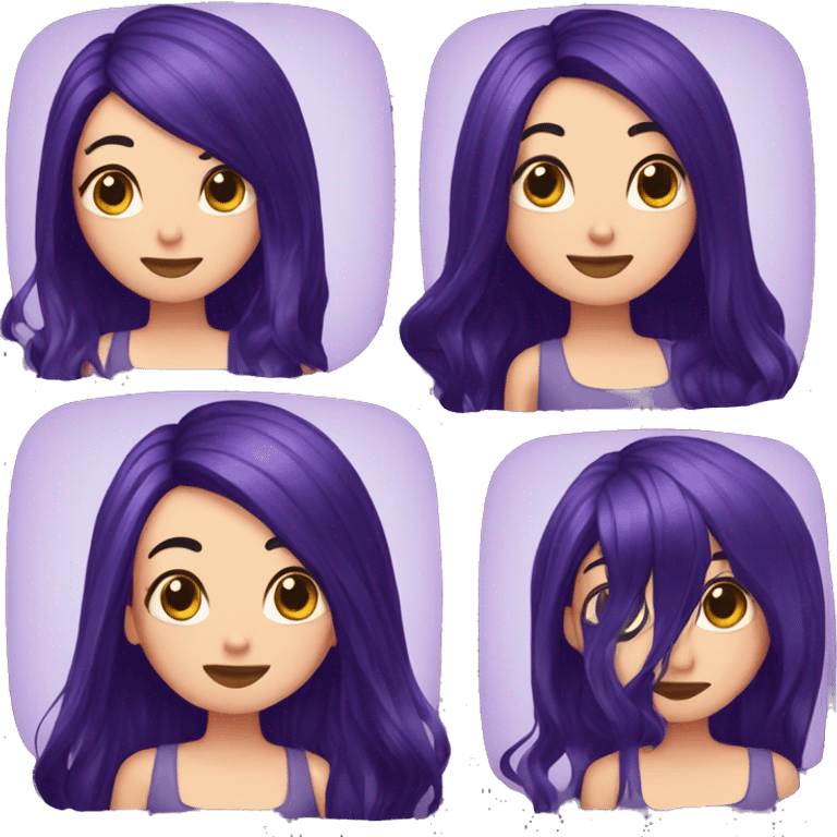 Dark purple hair on left side, dark blue hair on right side, nodding head emoji